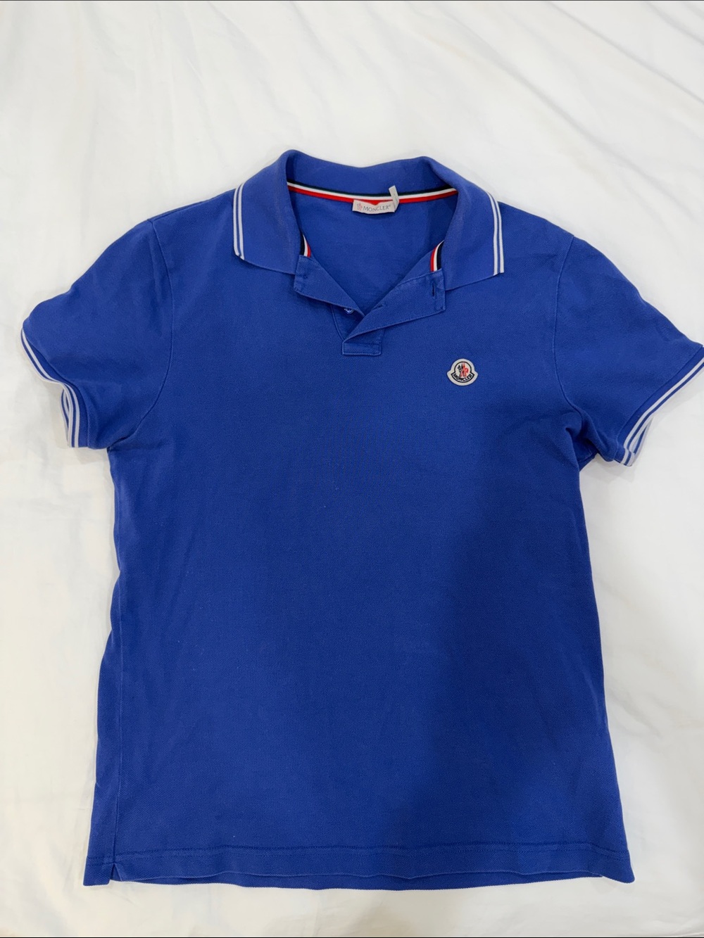 Moncler Royal Blue Polo with White Trim
